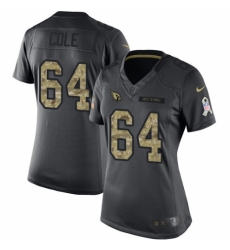 Women's Nike Arizona Cardinals #64 Mason Cole Limited Black 2016 Salute to Service NFL Jersey