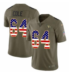 Youth Nike Arizona Cardinals #64 Mason Cole Limited Olive/USA Flag 2017 Salute to Service NFL Jersey