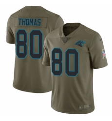 Men's Nike Carolina Panthers #80 Ian Thomas Limited Olive 2017 Salute to Service NFL Jersey