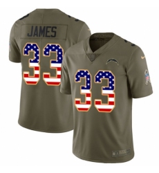 Men's Nike Los Angeles Chargers #33 Derwin James Limited Olive USA Flag 2017 Salute to Service NFL Jersey