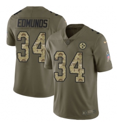 Men's Nike Pittsburgh Steelers #34 Terrell Edmunds Limited Olive Camo 2017 Salute to Service NFL Jersey
