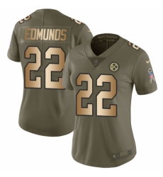 Women's Nike Pittsburgh Steelers #22 Terrell Edmunds Limited Olive Gold 2017 Salute to Service NFL Jersey