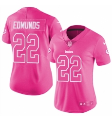 Women's Nike Pittsburgh Steelers #22 Terrell Edmunds Limited Pink Rush Fashion NFL Jersey