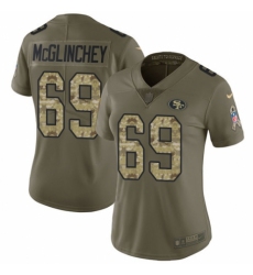 Women's Nike San Francisco 49ers #69 Mike McGlinchey Limited Olive Camo 2017 Salute to Service NFL Jersey