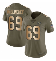 Women's Nike San Francisco 49ers #69 Mike McGlinchey Limited Olive Gold 2017 Salute to Service NFL Jersey