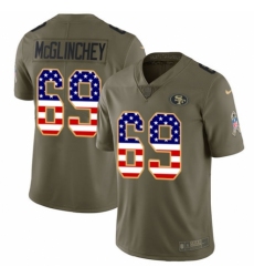 Youth Nike San Francisco 49ers #69 Mike McGlinchey Limited Olive USA Flag 2017 Salute to Service NFL Jersey