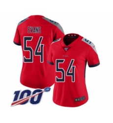 Women's Tennessee Titans #54 Rashaan Evans Limited Red Inverted Legend 100th Season Football Jersey