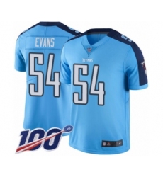 Youth Tennessee Titans #54 Rashaan Evans Limited Light Blue Rush Vapor Untouchable 100th Season Football Jersey