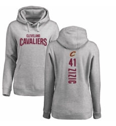 NBA Women's Nike Cleveland Cavaliers #41 Ante Zizic Ash Backer Pullover Hoodie