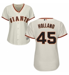 Women's Majestic San Francisco Giants #45 Derek Holland Authentic Cream Home Cool Base MLB Jersey