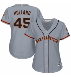 Women's Majestic San Francisco Giants #45 Derek Holland Authentic Grey Road Cool Base MLB Jersey