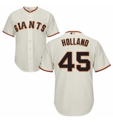 Youth Majestic San Francisco Giants #45 Derek Holland Authentic Cream Home Cool Base MLB Jersey