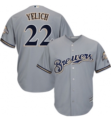Men's Milwaukee Brewers #22 Christian Yelich Grey New Cool Base Stitched MLB Jersey