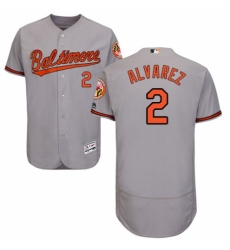 Men's Majestic Baltimore Orioles #2 Pedro Alvarez Grey Road Flex Base Authentic Collection MLB Jersey