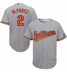 Men's Majestic Baltimore Orioles #2 Pedro Alvarez Replica Grey Road Cool Base MLB Jersey
