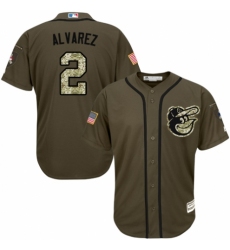 Youth Majestic Baltimore Orioles #2 Pedro Alvarez Authentic Green Salute to Service MLB Jersey