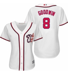 Women's Majestic Washington Nationals #8 Brian Goodwin Replica White Home Cool Base MLB Jersey