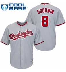Youth Majestic Washington Nationals #8 Brian Goodwin Authentic Grey Road Cool Base MLB Jersey