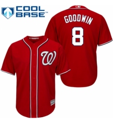 Youth Majestic Washington Nationals #8 Brian Goodwin Authentic Red Alternate 1 Cool Base MLB Jersey