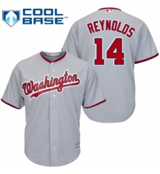 Men's Majestic Washington Nationals #14 Mark Reynolds Replica Grey Road Cool Base MLB Jersey
