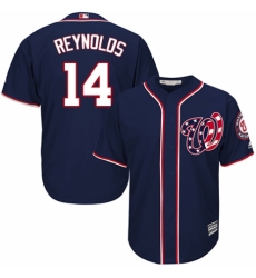 Youth Majestic Washington Nationals #14 Mark Reynolds Authentic Navy Blue Alternate 2 Cool Base MLB Jersey