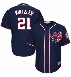 Youth Majestic Washington Nationals #21 Brandon Kintzler Authentic Navy Blue Alternate 2 Cool Base MLB Jersey