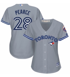 Women's Majestic Toronto Blue Jays #28 Steve Pearce Authentic Grey Road MLB Jersey