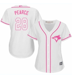 Women's Majestic Toronto Blue Jays #28 Steve Pearce Replica White Fashion Cool Base MLB Jersey