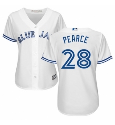 Women's Majestic Toronto Blue Jays #28 Steve Pearce Replica White Home MLB Jersey