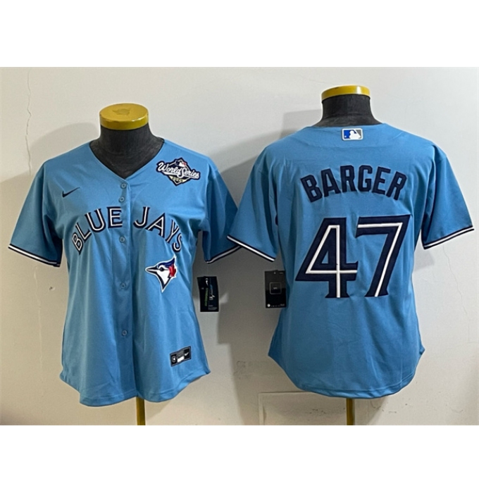 Women's Toronto Blue Jays #47 Addison Barger Blue 2025 World Series Cool Base Stitched Baseball Jersey(Run Small)