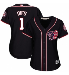 Women's Majestic Washington Nationals #1 Wilmer Difo Authentic Navy Blue Alternate 2 Cool Base MLB Jersey