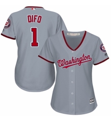 Women's Majestic Washington Nationals #1 Wilmer Difo Replica Grey Road Cool Base MLB Jersey