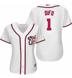 Women's Majestic Washington Nationals #1 Wilmer Difo Replica White Home Cool Base MLB Jersey