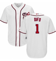Youth Majestic Washington Nationals #1 Wilmer Difo Authentic White Home Cool Base MLB Jersey