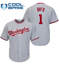 Youth Majestic Washington Nationals #1 Wilmer Difo Replica Grey Road Cool Base MLB Jersey