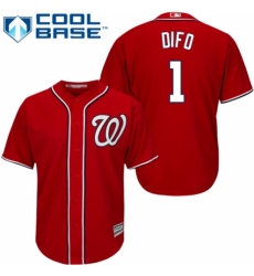 Youth Majestic Washington Nationals #1 Wilmer Difo Replica Red Alternate 1 Cool Base MLB Jersey