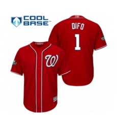 Youth Washington Nationals #1 Wilmer Difo Authentic Red Alternate 1 Cool Base 2019 World Series Bound Baseball Jersey