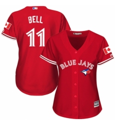 Women's Majestic Toronto Blue Jays #11 George Bell Authentic Scarlet Alternate MLB Jersey