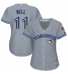 Women's Majestic Toronto Blue Jays #11 George Bell Replica Grey Road MLB Jersey
