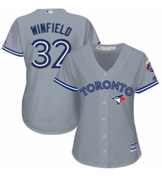 Women's Majestic Toronto Blue Jays #32 Dave Winfield Authentic Grey Road MLB Jersey