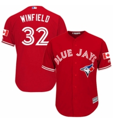 Youth Majestic Toronto Blue Jays #32 Dave Winfield Authentic Scarlet Alternate MLB Jersey