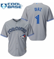 Men's Majestic Toronto Blue Jays #1 Aledmys Diaz Replica Grey Road MLB Jersey