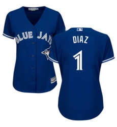 Women's Majestic Toronto Blue Jays #1 Aledmys Diaz Replica Blue Alternate MLB Jersey