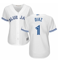 Women's Majestic Toronto Blue Jays #1 Aledmys Diaz Replica White Home MLB Jersey