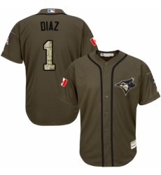 Youth Majestic Toronto Blue Jays #1 Aledmys Diaz Authentic Green Salute to Service MLB Jersey