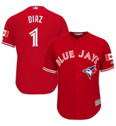 Youth Majestic Toronto Blue Jays #1 Aledmys Diaz Authentic Scarlet Alternate MLB Jersey