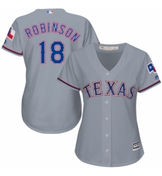 Women's Majestic Texas Rangers #18 Drew Robinson Authentic Grey Road Cool Base MLB Jersey