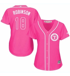 Women's Majestic Texas Rangers #18 Drew Robinson Authentic Pink Fashion Cool Base MLB Jersey