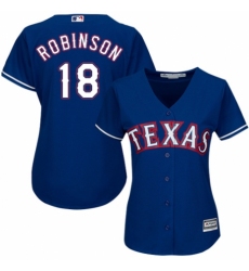 Women's Majestic Texas Rangers #18 Drew Robinson Authentic Royal Blue Alternate 2 Cool Base MLB Jersey
