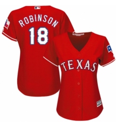 Women's Majestic Texas Rangers #18 Drew Robinson Replica Red Alternate Cool Base MLB Jersey